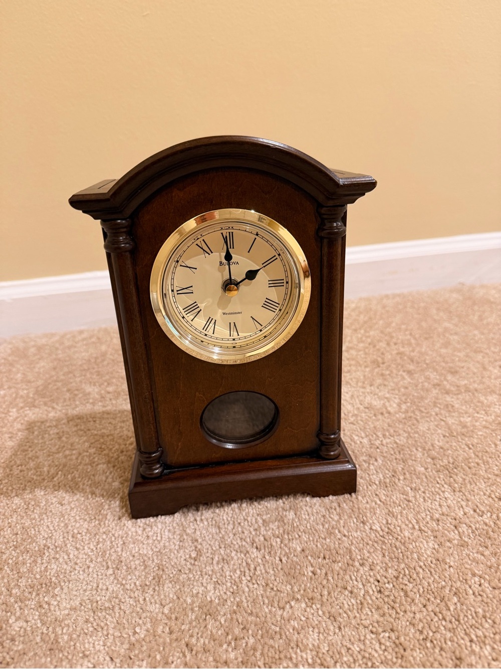 BULOVA - DALTON SMALL TRADITIONAL WOODEN  MANTEL CLOCK